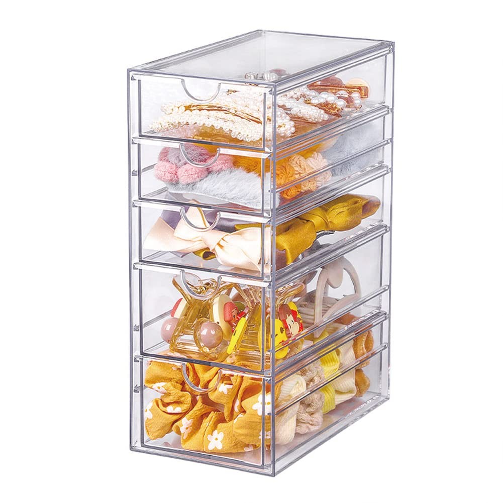 Hair Accessories Organizer Clear Hair Organizer Storage Box With 5 Drawers Hair