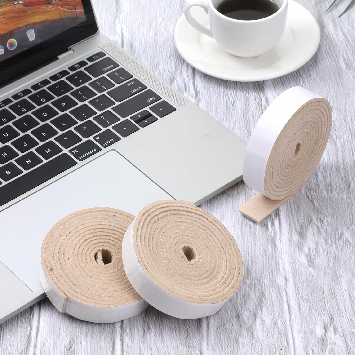 4 Rolls 1/2″ x 60″ Self-Adhesive Felt Strips, Heavy-Duty Furniture Pads for Floo