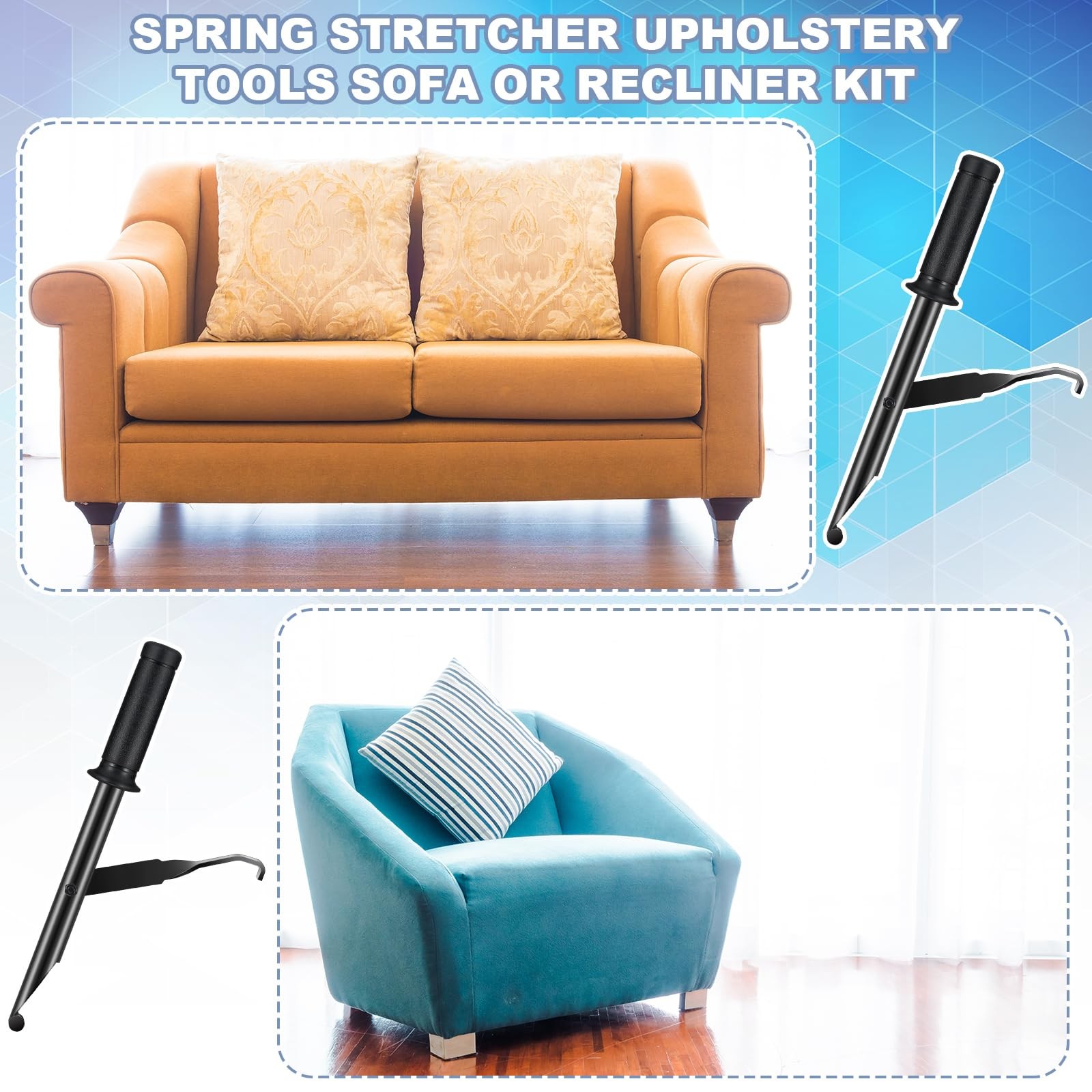 Upholstery DIY Tool Lever Spring Stretcher Couch Puller Repair Kit