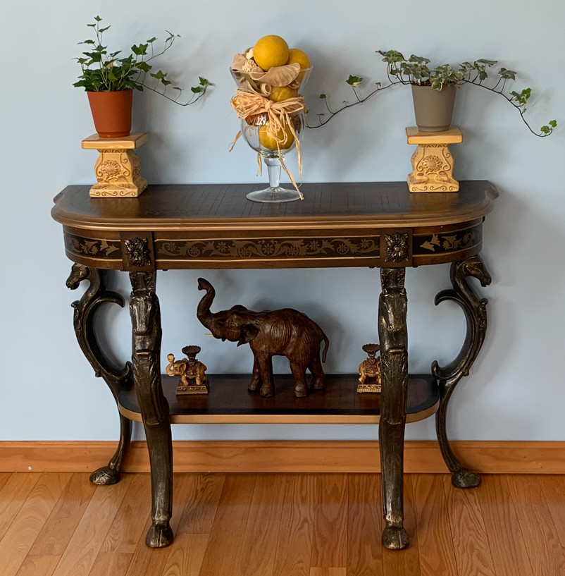 Half Moon Console Sofa Table Classic Antique Style Entryway Accent Display Shelf