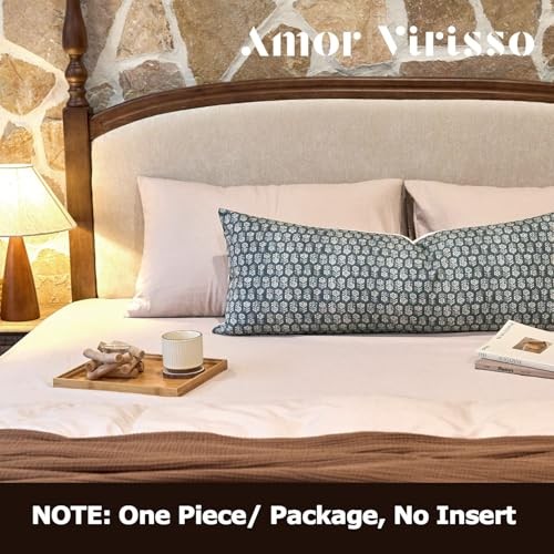 Floral Pillow Covers 14×36 Couch Pillows for 36″ x 14″ (Pack of 1) Dusty Blue