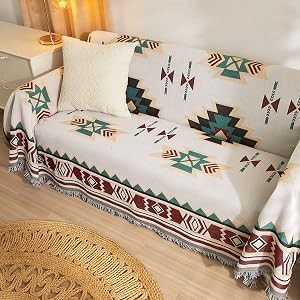 Aztec Couch Cover Blanket Boho Living Room Furniture Covers Farmhouse Home Decor