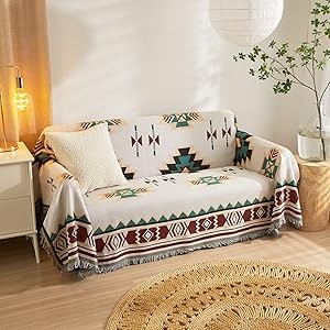 Aztec Couch Cover Blanket Boho Living Room Furniture Covers Farmhouse Home Decor