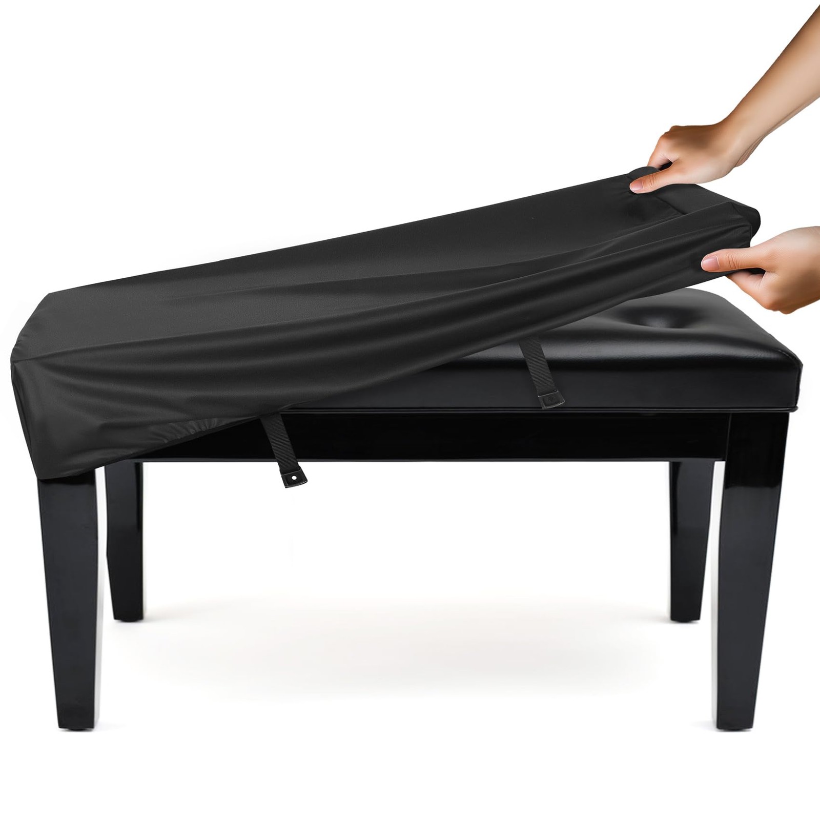 Waterproof Piano Bench Cover – 62% Polyester + 8% Spandex + 30% PU Leather Du…