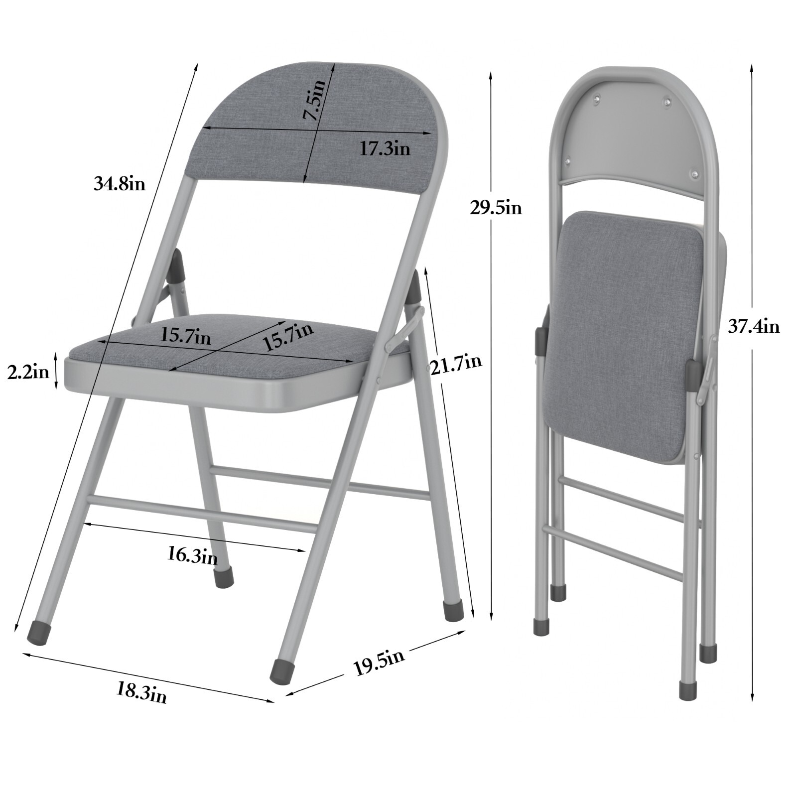 4 Pcs Steel Frame Folding Backrest Chairs 350 LB Weight Capacity Office Stool
