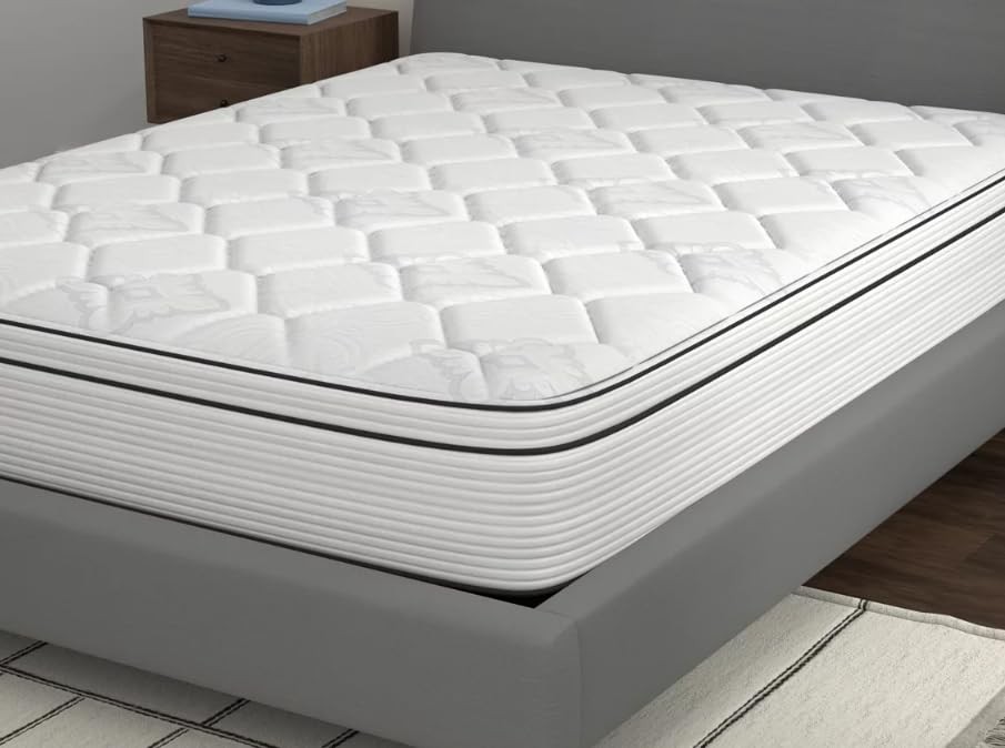 Spring Cream White Luxury Hybrid Mattress, Euro-Top | Cooling Gel Memory Foam