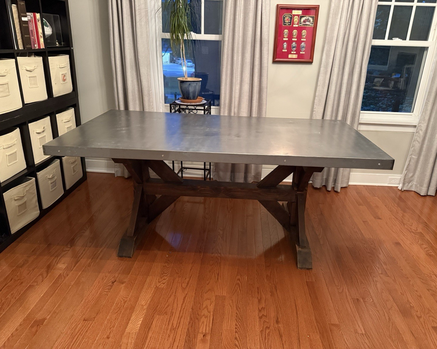 Rectangular Wood Dining Table Brown Solid X-Base 72 x 38 x 30 in