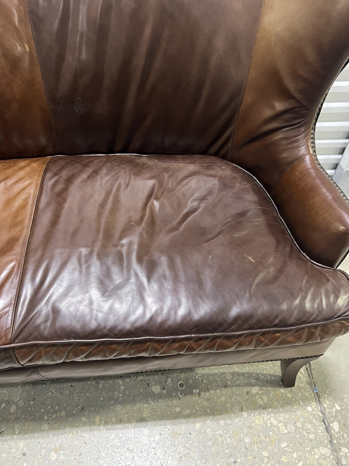 Restoration Hardware style High-Back Leather Settee