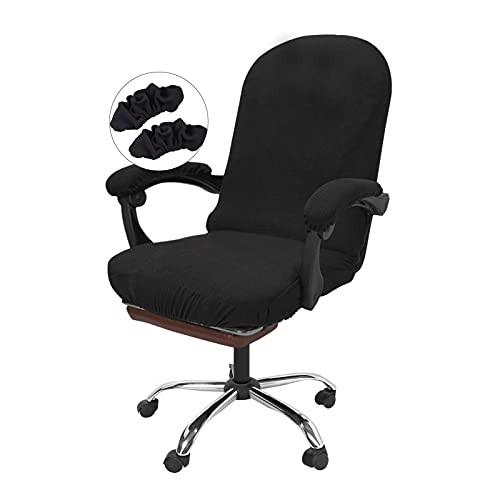 Stretchable Office Chair Cover with Armrest X-Large Jacquard Material Black