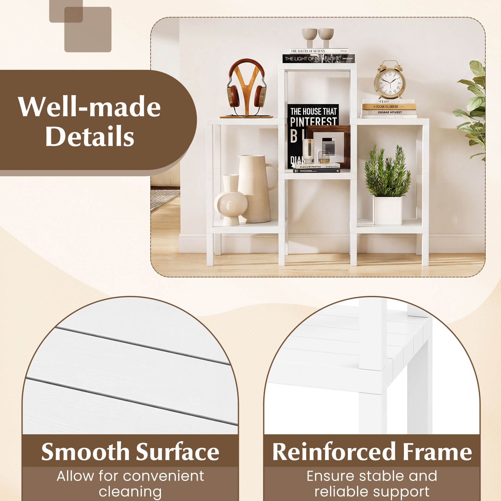 6-Tier Plastic Modular Storage Shelves Open Display Utility Shelving Unit