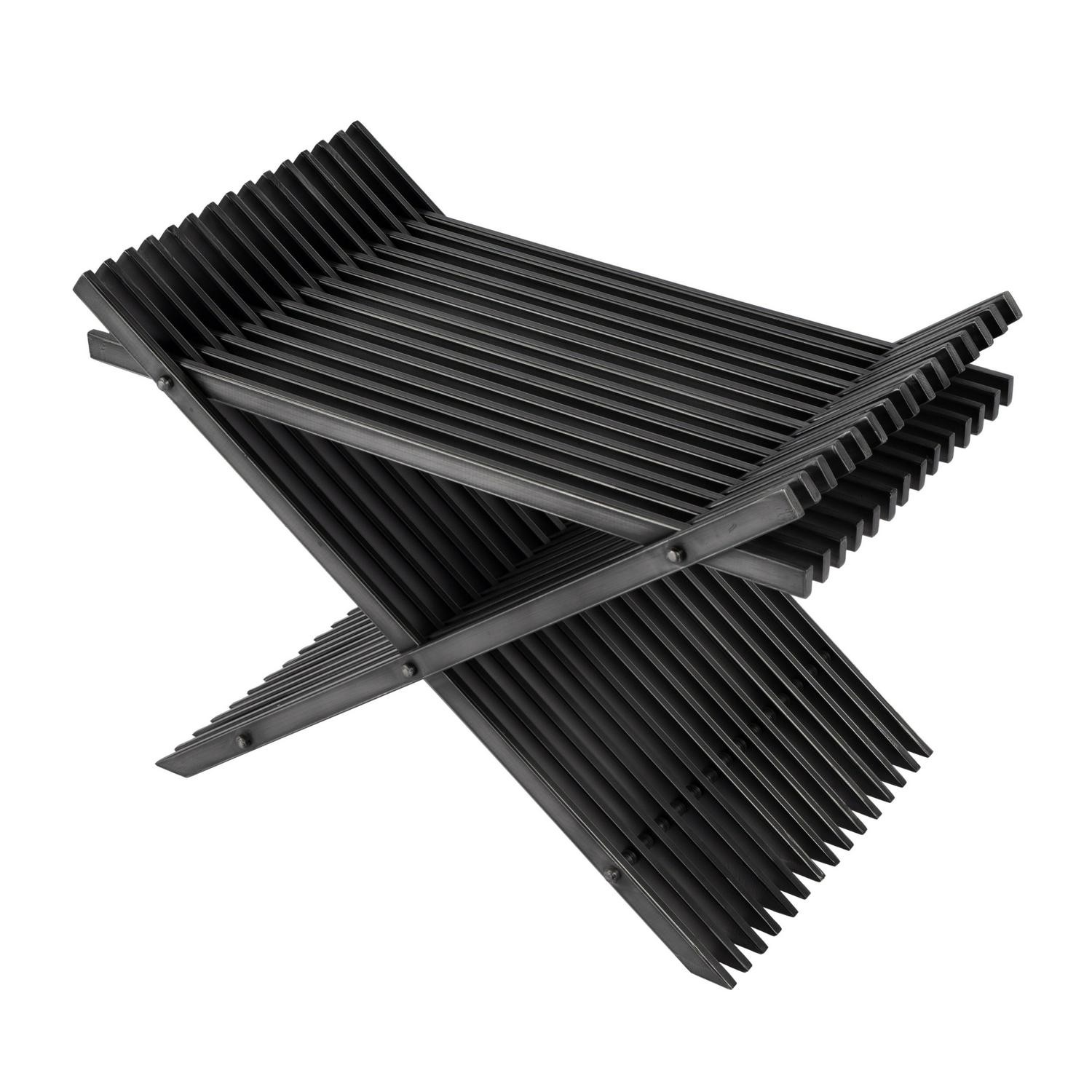Lucan 15.5 In. Seat Height Iron X-Base Slatted Stool