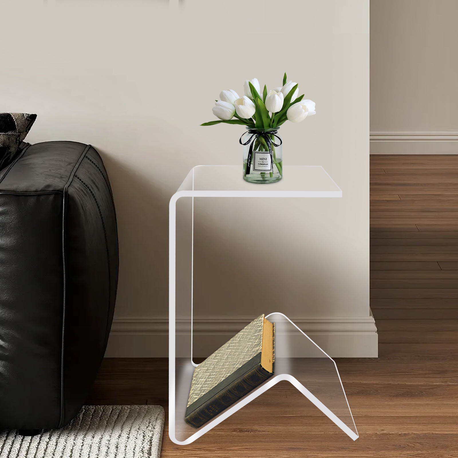Acrylic End Table Side Table Acrylic Couch Table 10kg/22.05lbs 13.8*11.8*20in