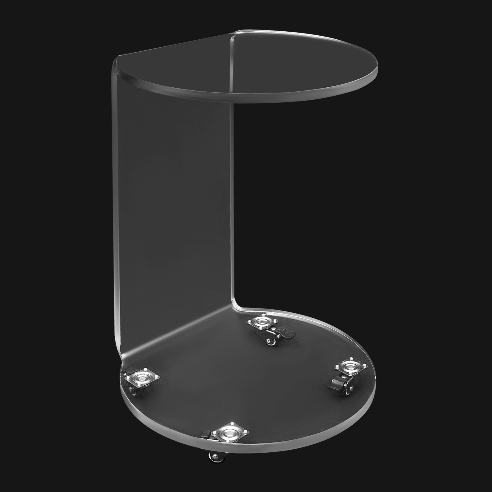 Acrylic Nightstand Side Table 2-Tier Clear Modern with 4 Wheels 66 lbs Capacity.