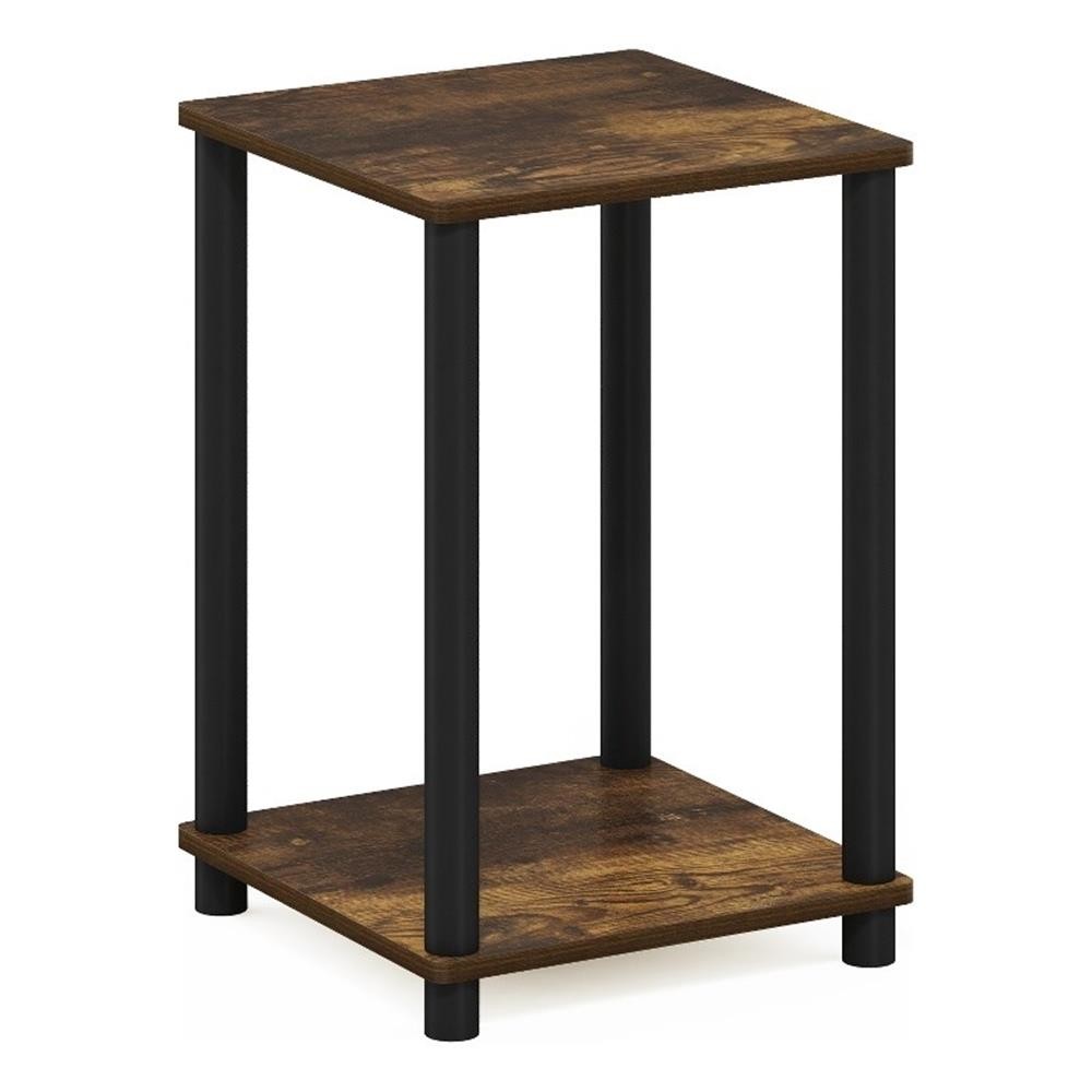 Furinno Turn-N-Tube Haydn End Table in Amber Pine/Black