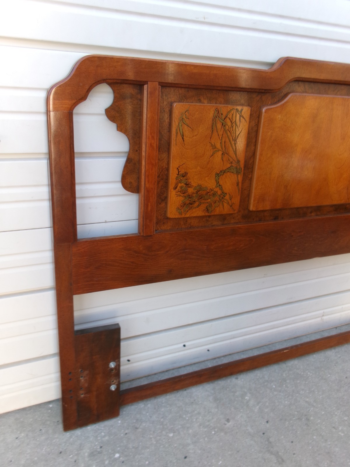 Asian Queen size Headboard Bassett Pagoda Chinoiserie Mandarin Emperor Japanese