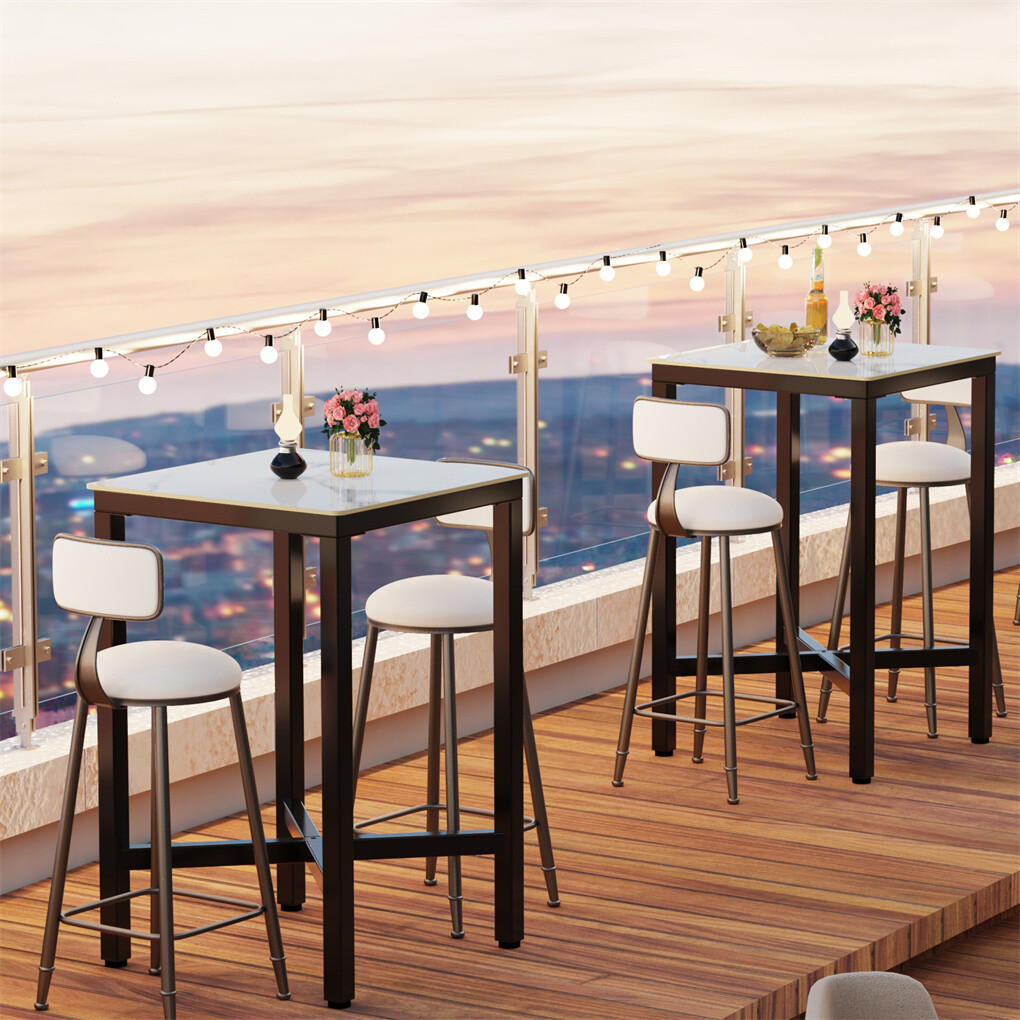 105cm Square Bar Table Kitchen Table Pub Dining High Table w/ Strong Metal Legs