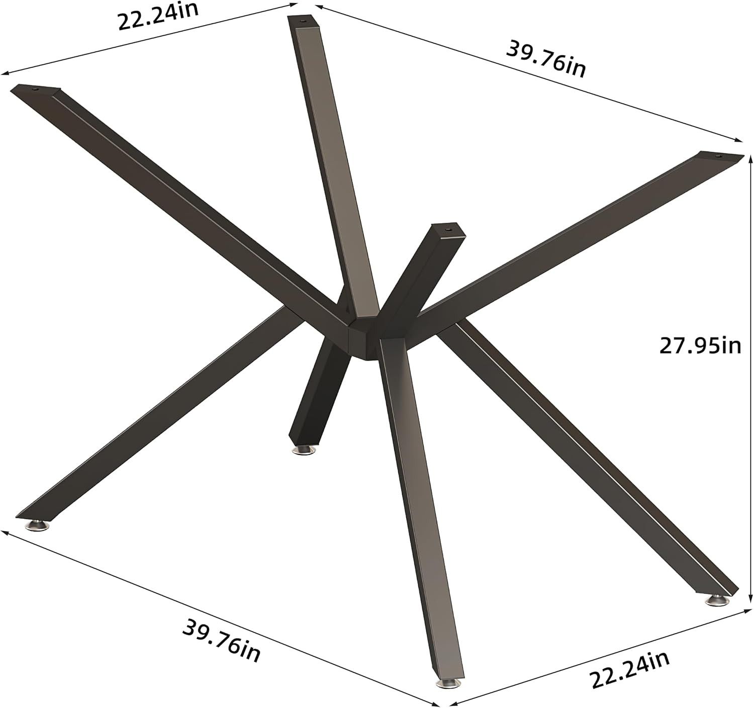 Industrial Metal Furniture Legs 1200 lb X Cross Base for Dining Conference Table