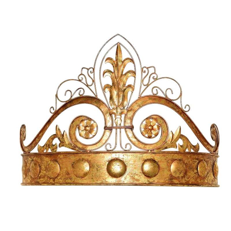 Ornate Gold Scrollwork Bed Crown Tester Wrought Iron Cast Baroque Antique Style