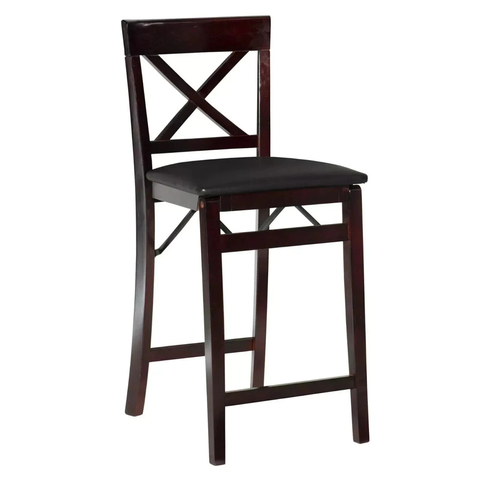 Folding Counter Bar Stool Dining Chair Kitchen 24″ Upholstered Seat 300 Lb Cap