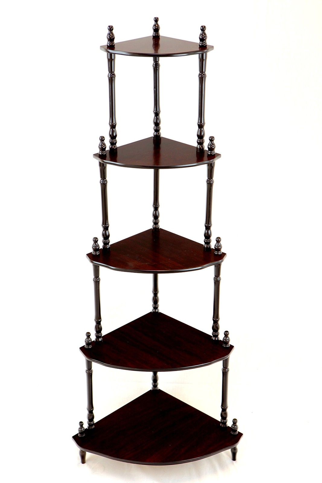 Frenchi Home Furnishing 5-Tier Corner Stand, Dark Cherry
