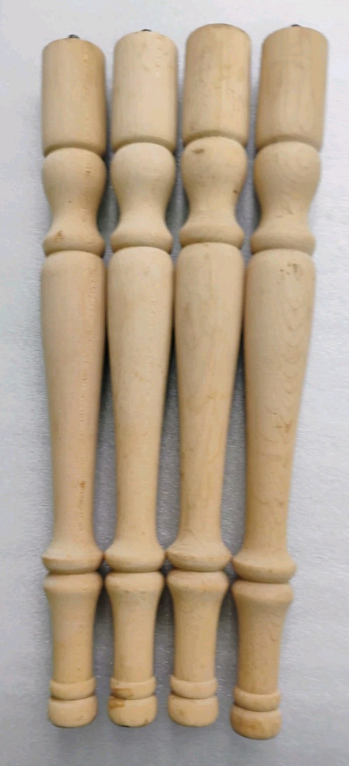 Set 4 Mid Century Modern Style Wood Furniture Legs 15″ Unfinished New Old Stock
