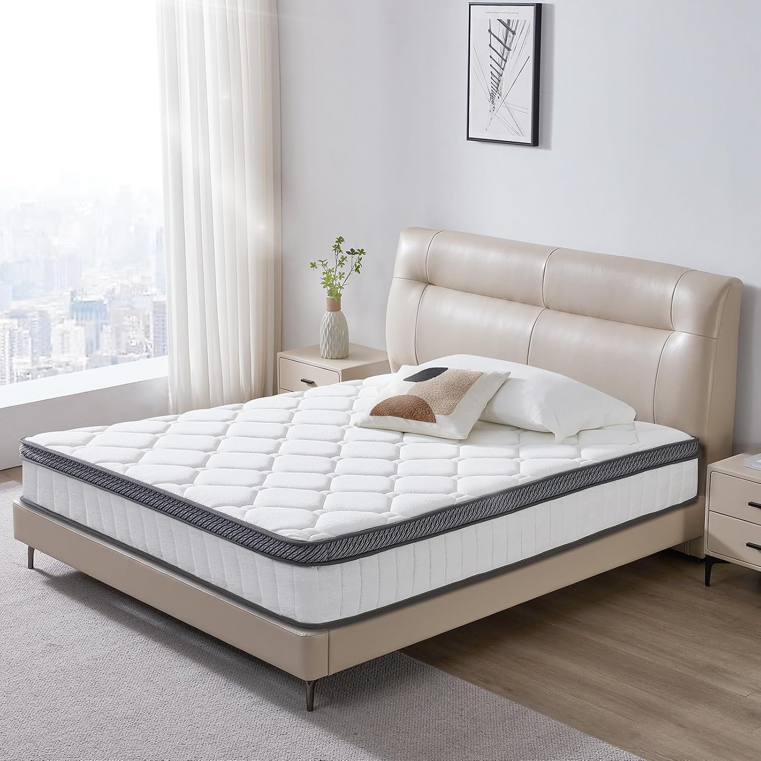 Queen Mattress 80″*60″*12″ Soft Fabric Breathable Ventilated Reinforced Edges In