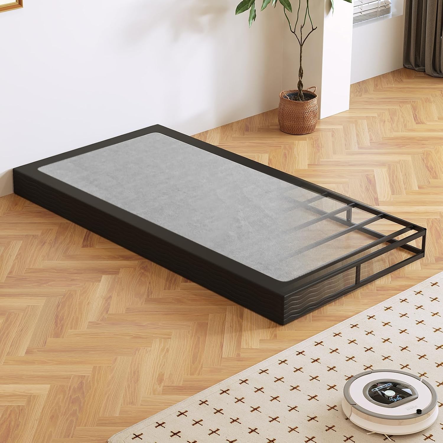 Box Spring, Metal Frame Mattress Foundation with Fabric Cover, Easy Assembly,