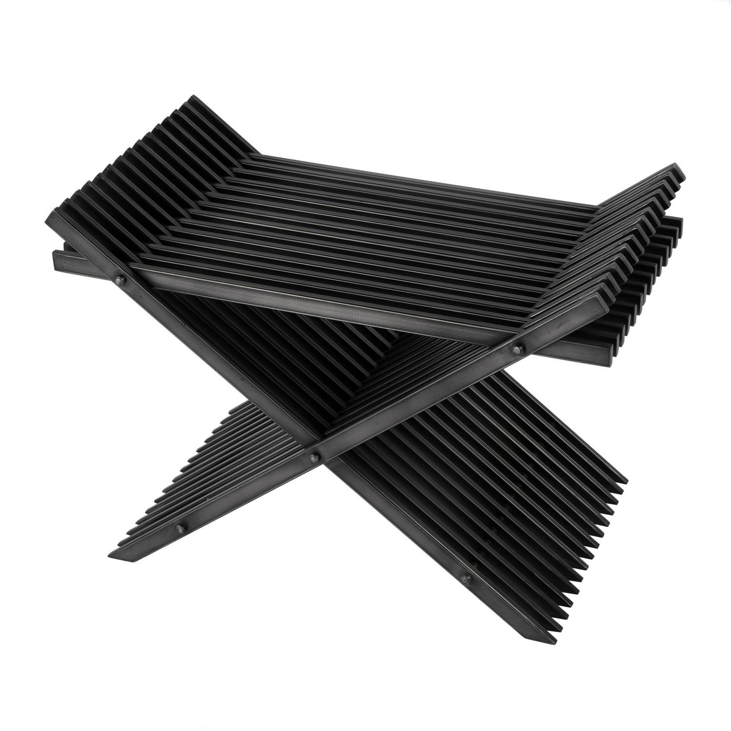 Lucan 15.5 In. Seat Height Iron X-Base Slatted Stool