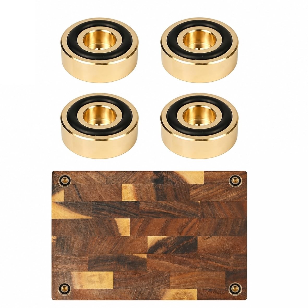 4 Pack Solid Brass Cutting Board Feet with Upgraded Silicone Non-Slip Pads, 1…
