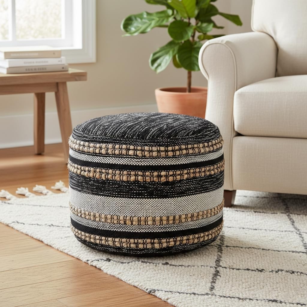 L. R. Resources Inc. LR Home Multicolor Floral Cotton Blend Ottoman Pouf Home
