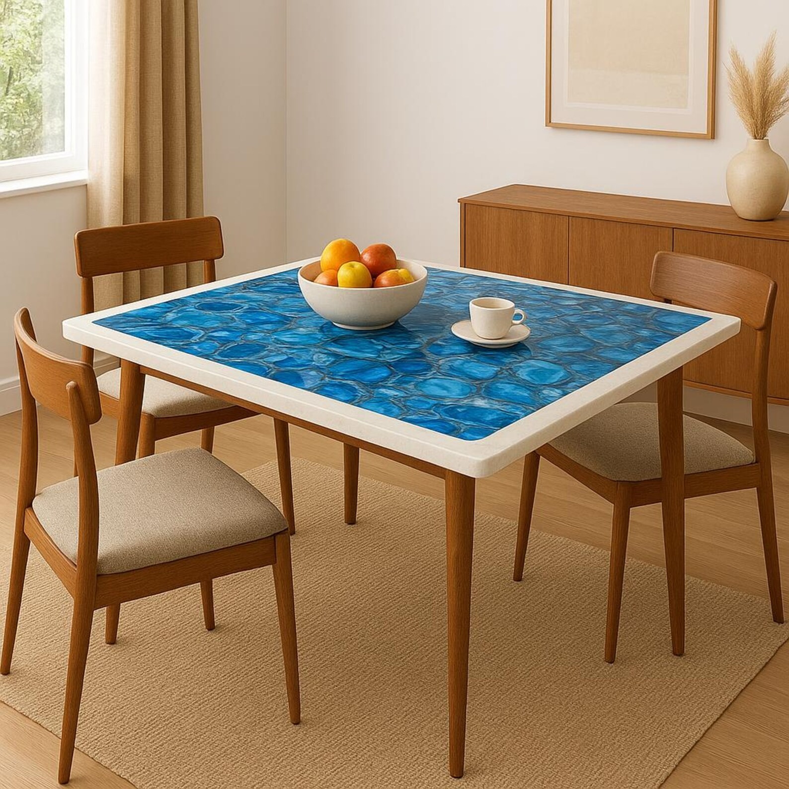 Blue Agate Coffee Table – Handmade Gemstone Furniture – Luxury Home Décor