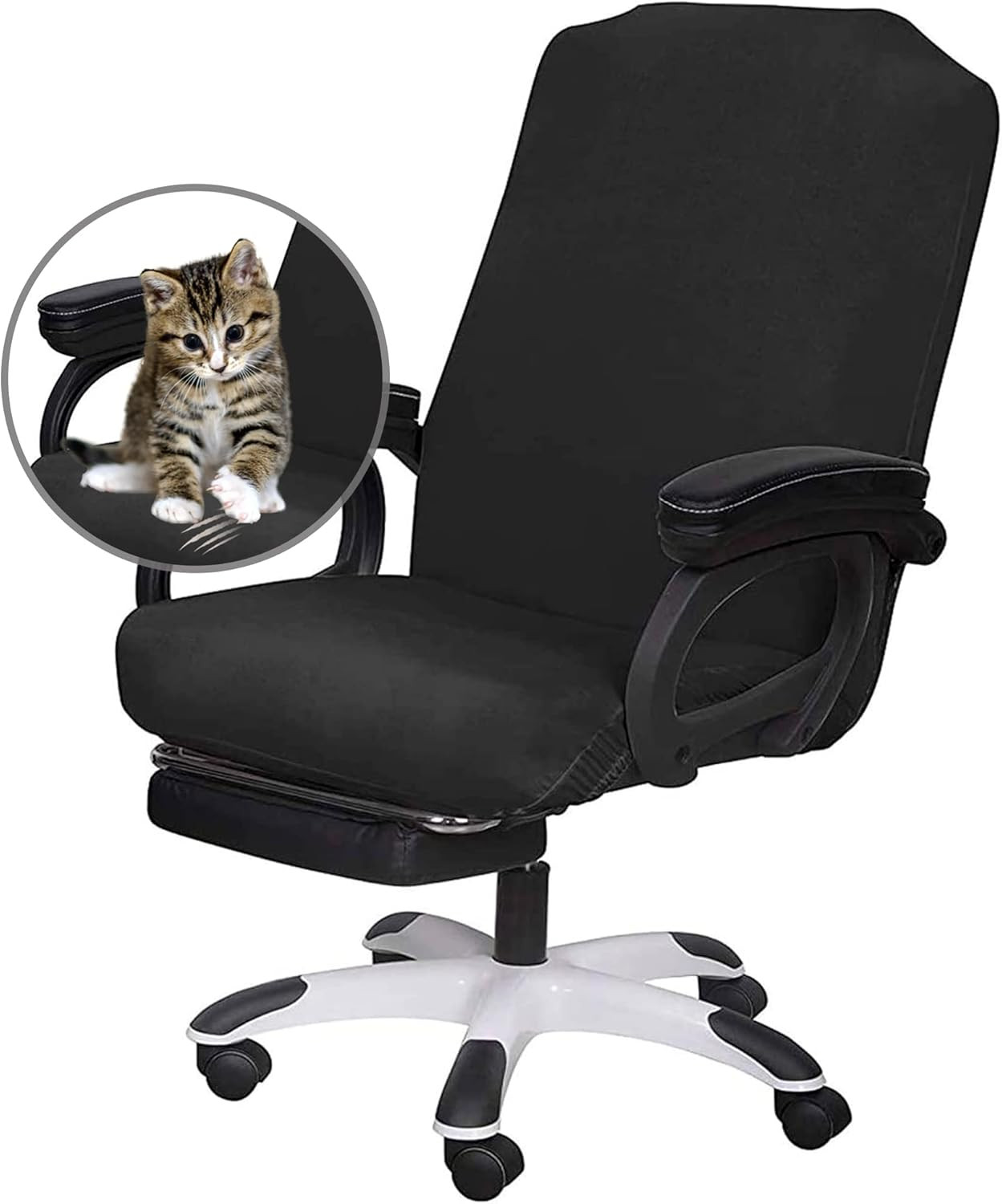 Office Chair Cover- Large, Black- Removable Computer Chair Cover For