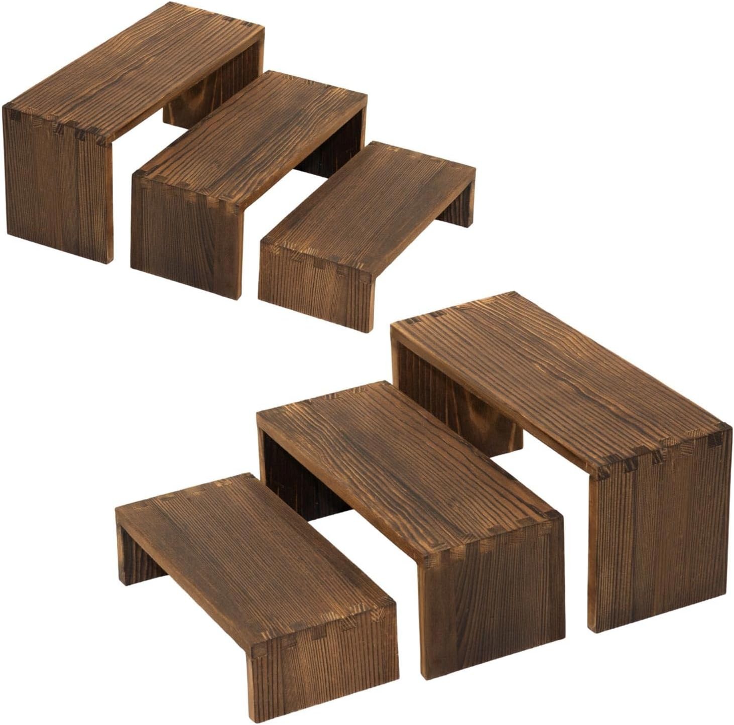 3-Tier Wood Display Riser 2 Set Tiered Display Stand Food Kitchen Desk & Party
