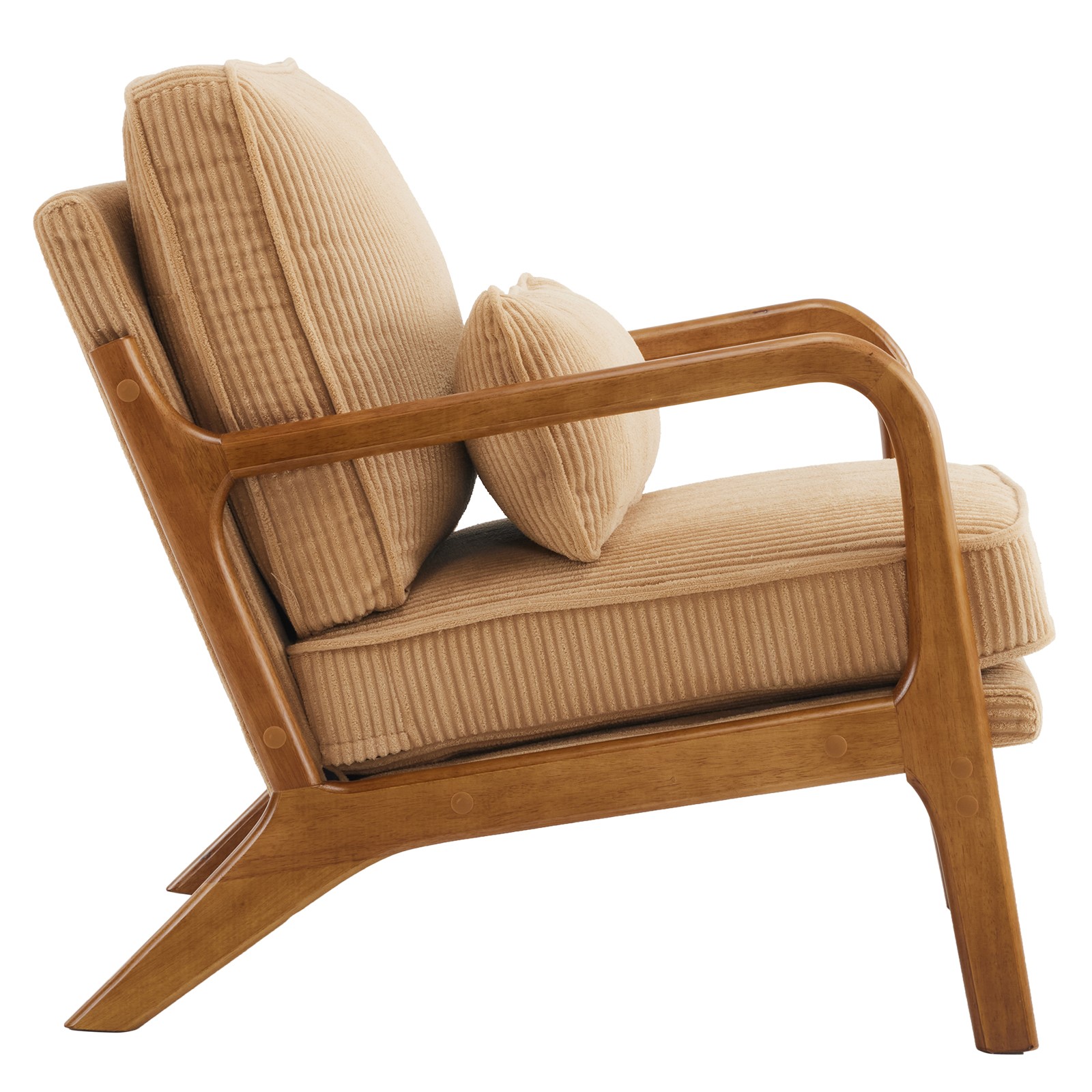 Khaki Corduroy Upholstered Indoor Lounge Chair (330LBS Weight Capacity)