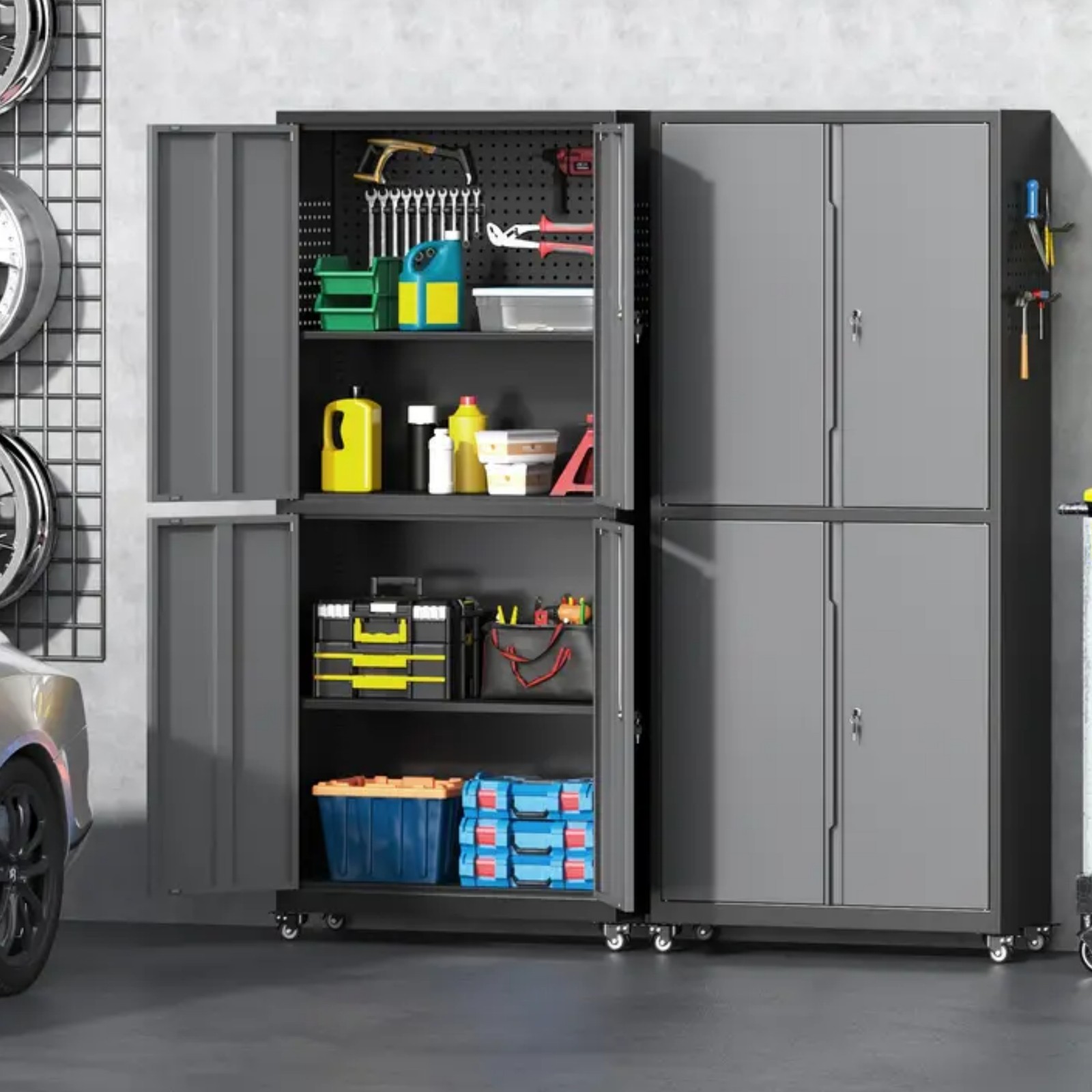 Rolling Tool Chest Tool Box Garage Storage Cabinet w/Wheels Metal Tool Cabinet