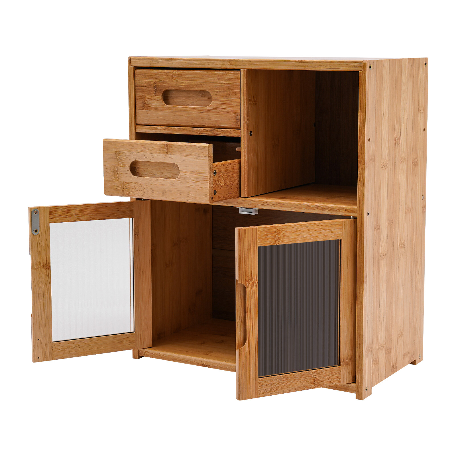 18.9in Tall Kitchen Pantry Sideboard Bamboo Kitchen Storage Cabinet with Drawer