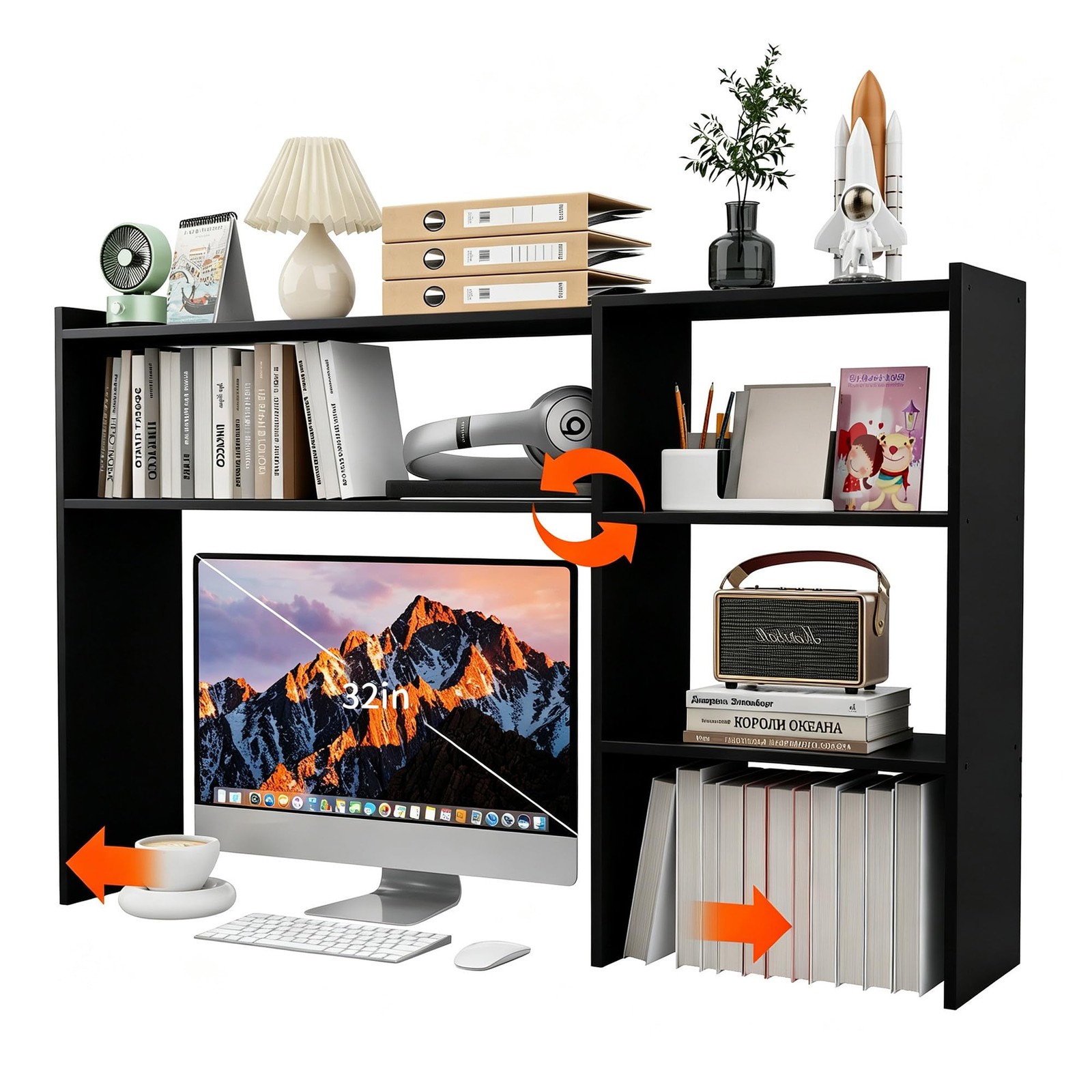Aetheris Desktop Bookshelf, 43”Adjustable Office Desktop Organizer Shelf, Cou…