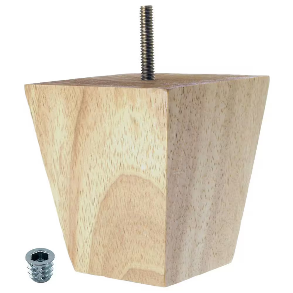 4 In. X 4 In. Unfinished Solid Hardwood Square Bun Foot