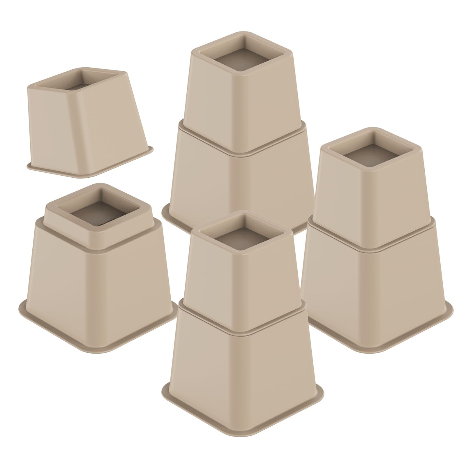 Adjustable Bed Risers 3, 5, 8 Inch Heavy Duty, Stackable Furniture Brown