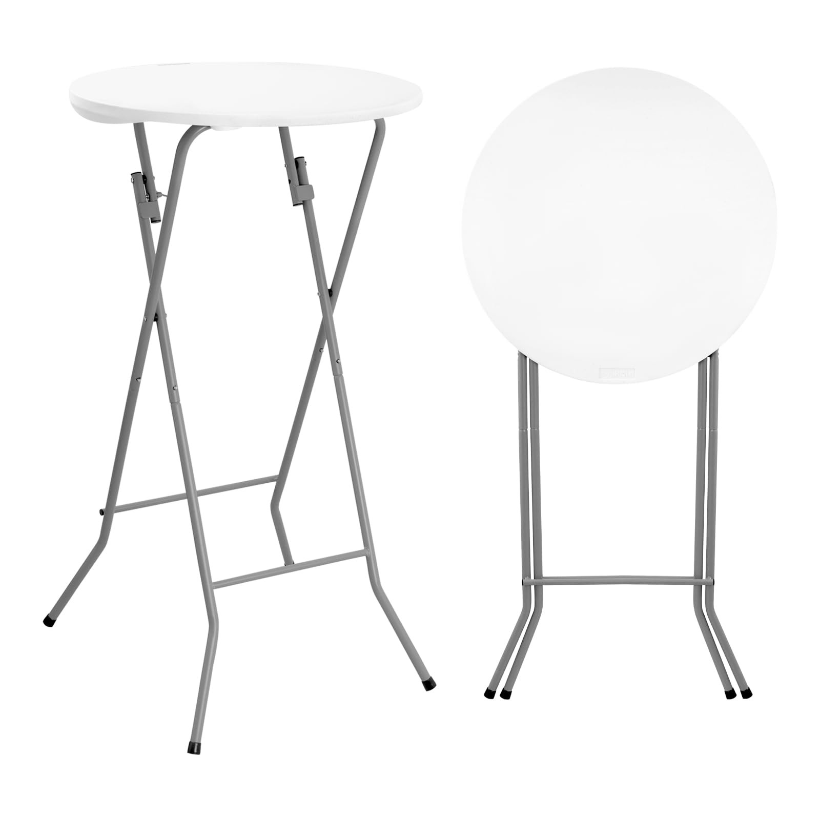 24in Round Cocktail Table, Bar Height High Top Foldable Bistro Table with Rem…