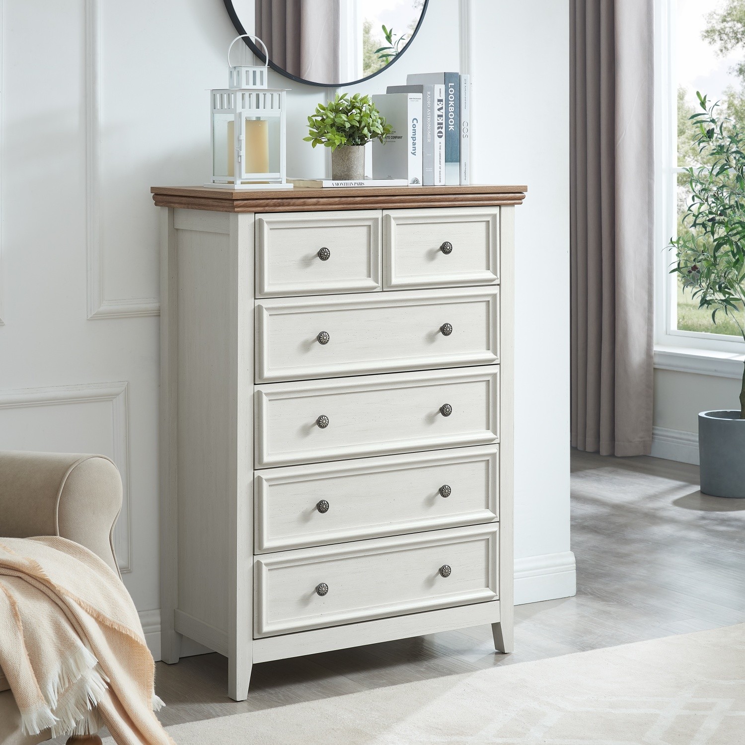 6 Drawer Dresser Tall Chest of Drawers for Bedroom Storage Organizer Cabinet US