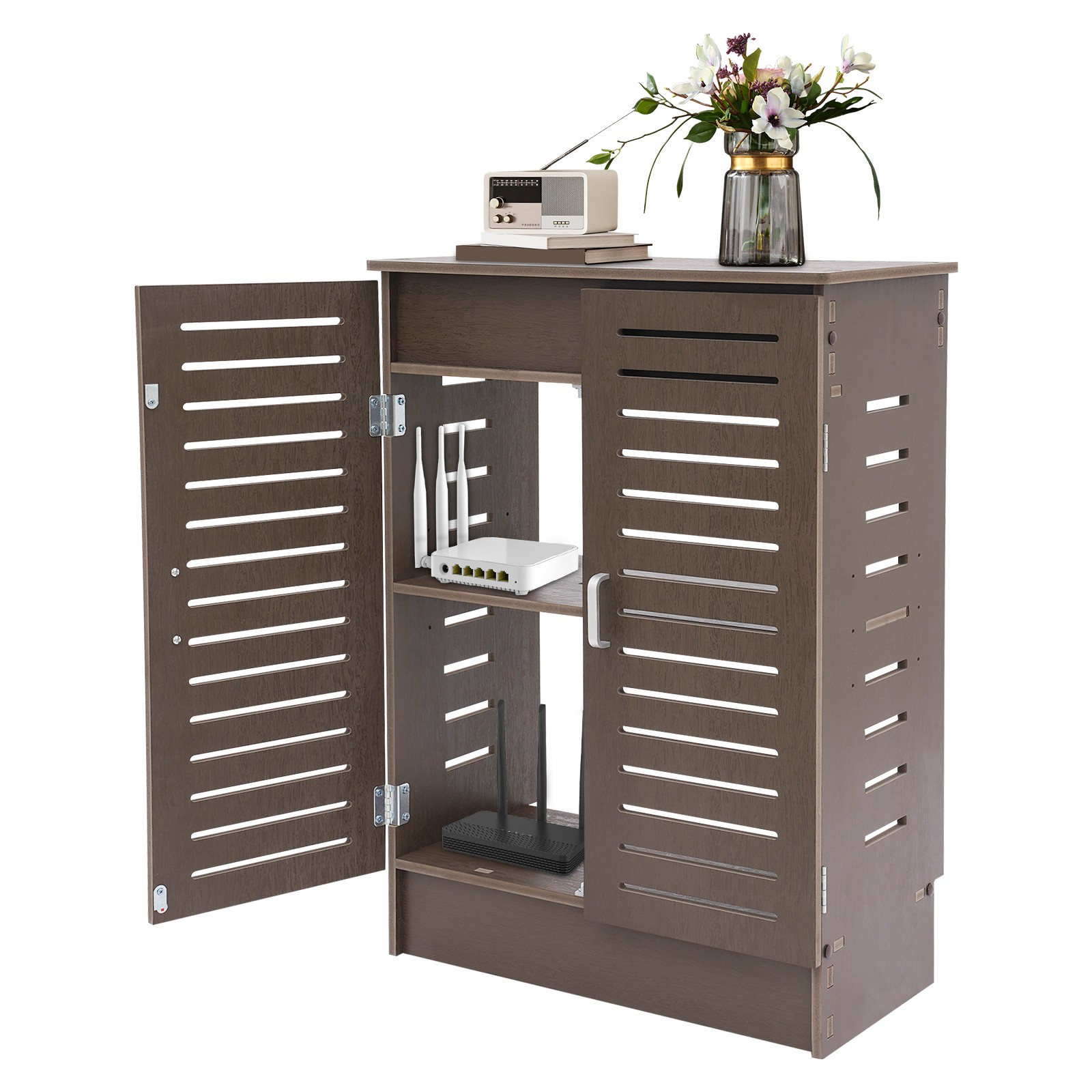 WiFi Router Storage Cabinet, Floor Standing Router Storage Box 50*25*70cm