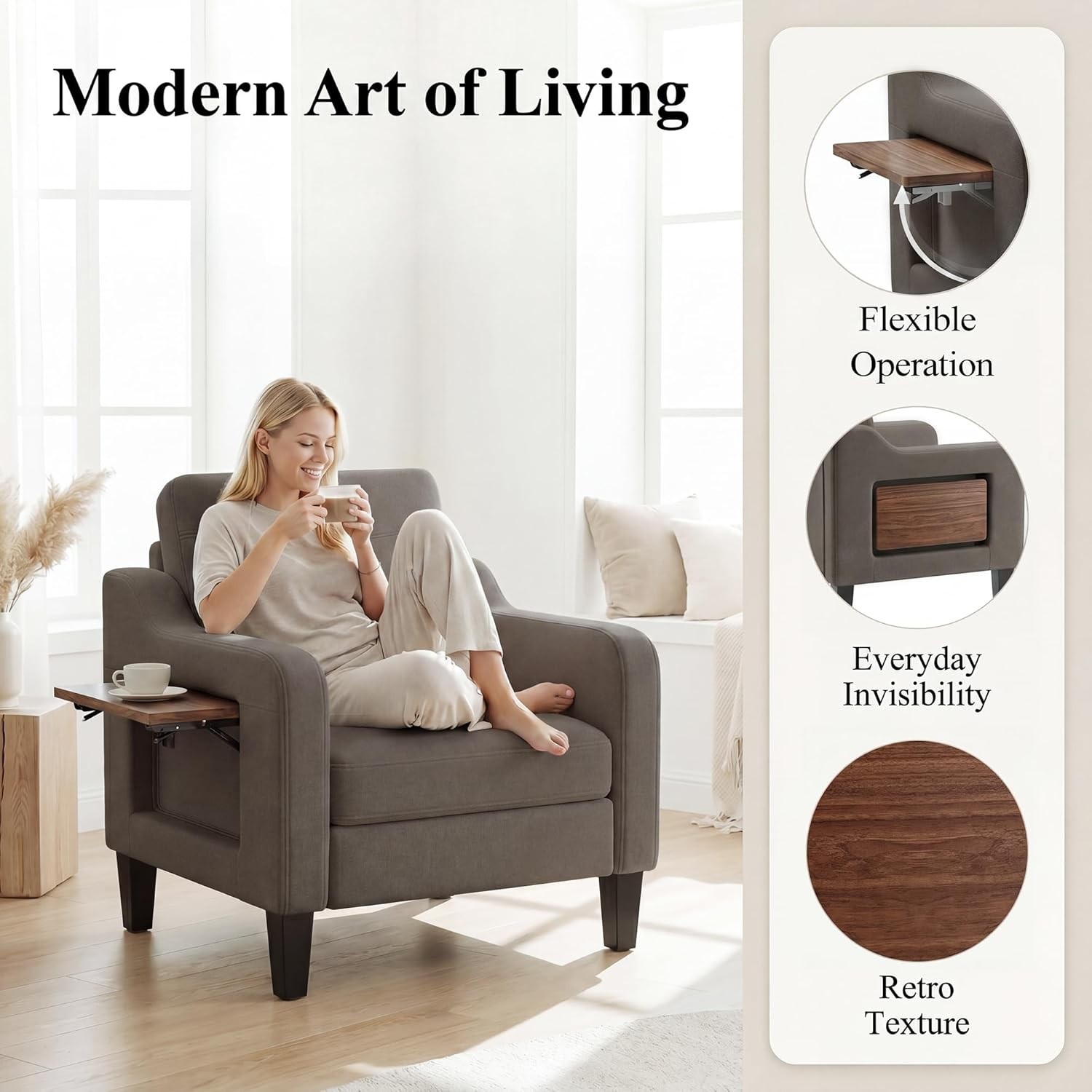 Accent Chair for Living Room Mid-Century Upholstered Armchair
