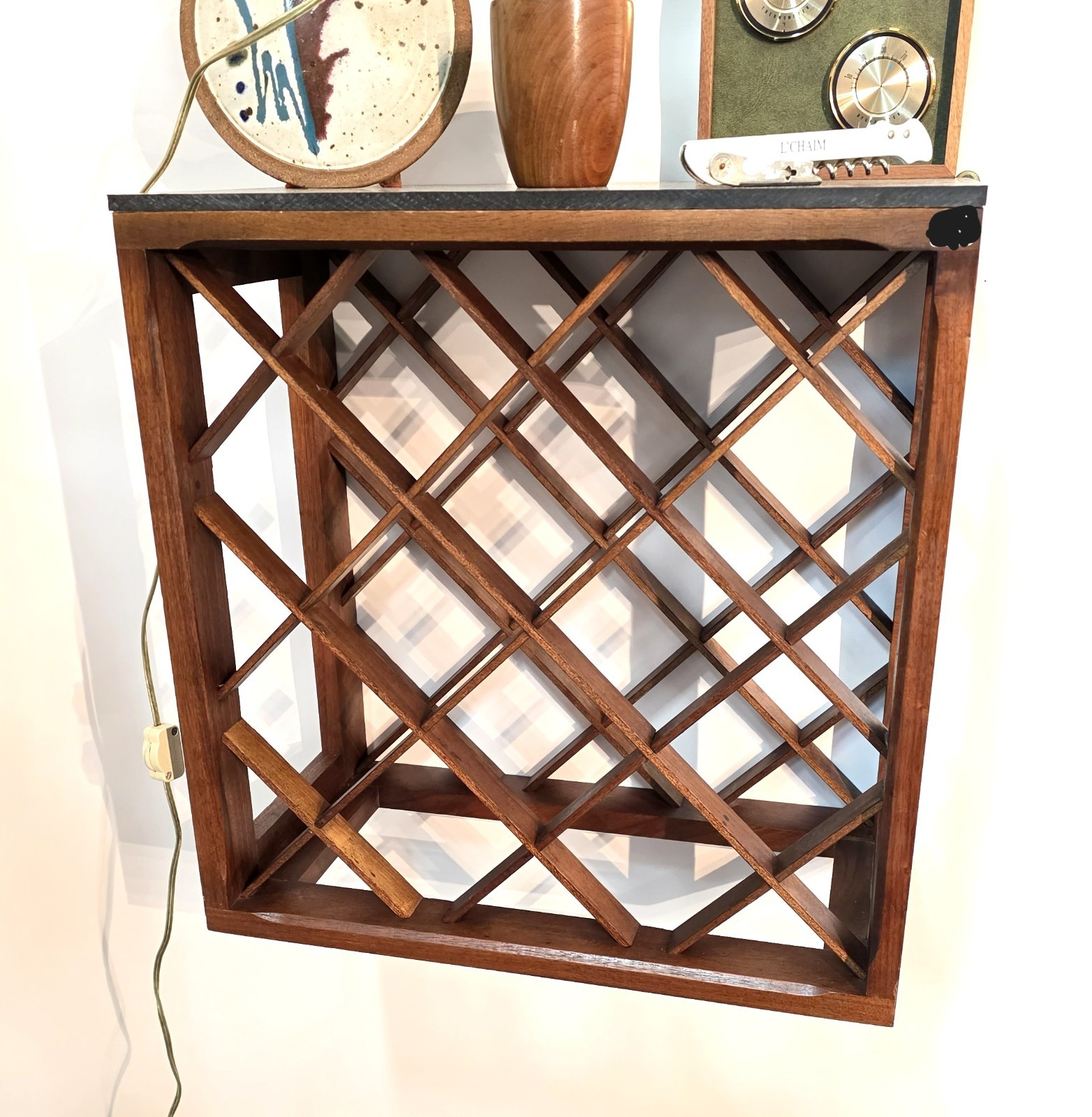 VINTAGE WINE RACK- WALNUT -VERMILLON INC-70s- 12 BOTTLES-GOOD CONDITION