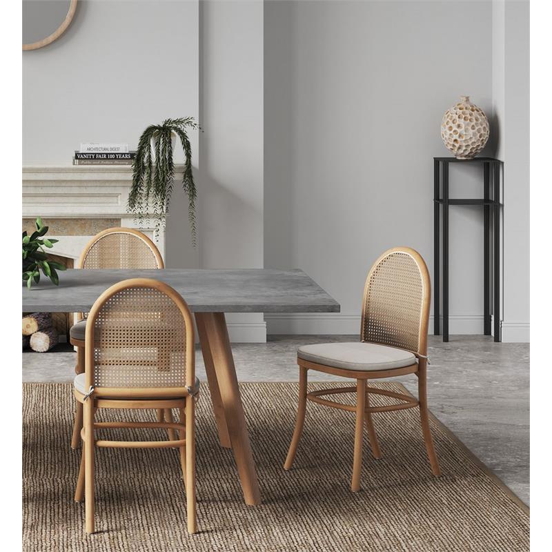 Manhattan Comfort Paragon 19.29″ Wood Dining Chair w/ Cushion in Natural (2 Pc)