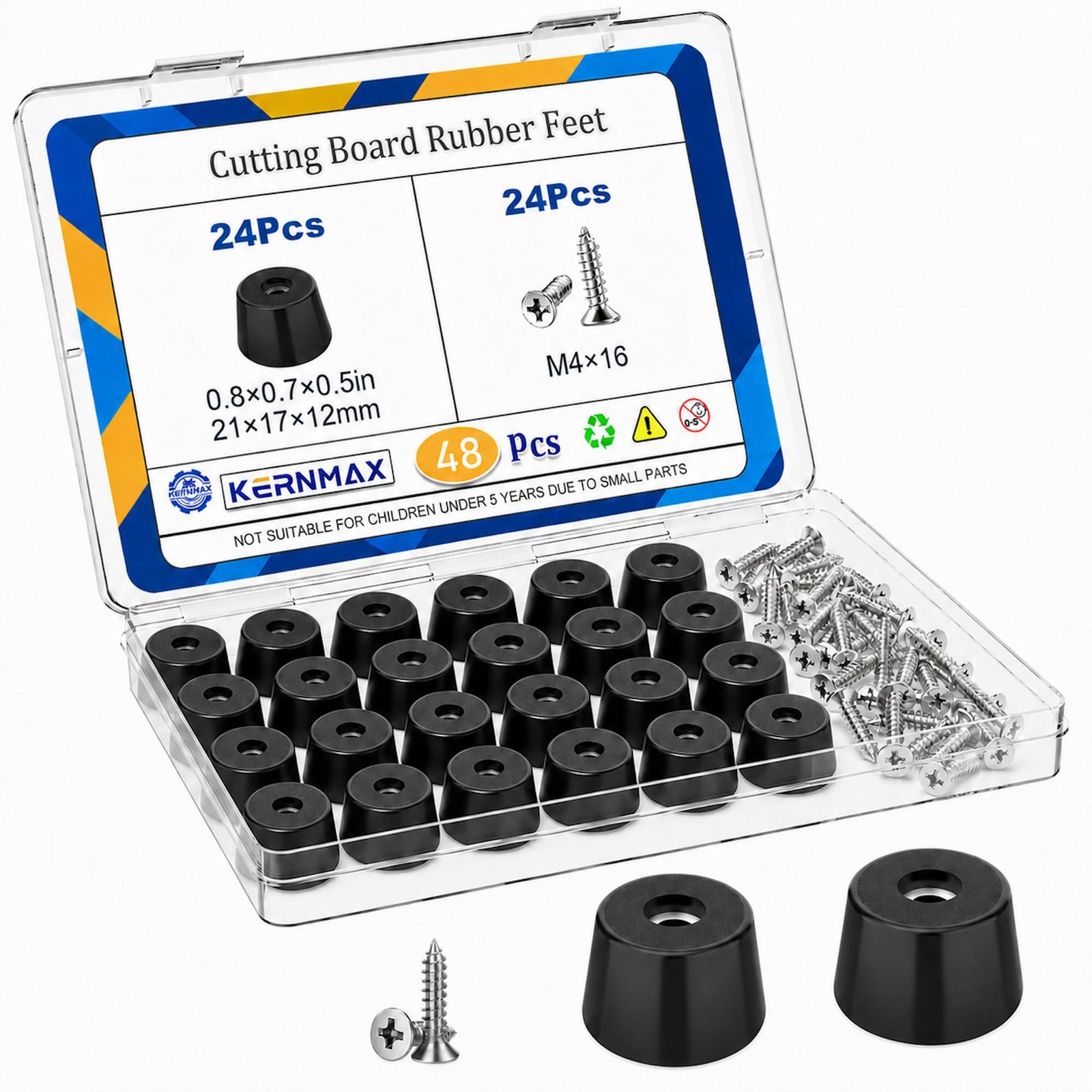48Pcs Rubber Feet for Cutting Board with 304 Stainless Screws, Cutting Board Fee