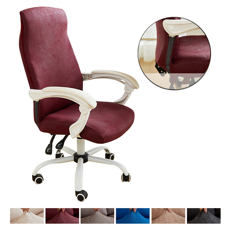 Office Chair Covers Stretch Leathaire Computer Rotating Chair Slipcover Zipper