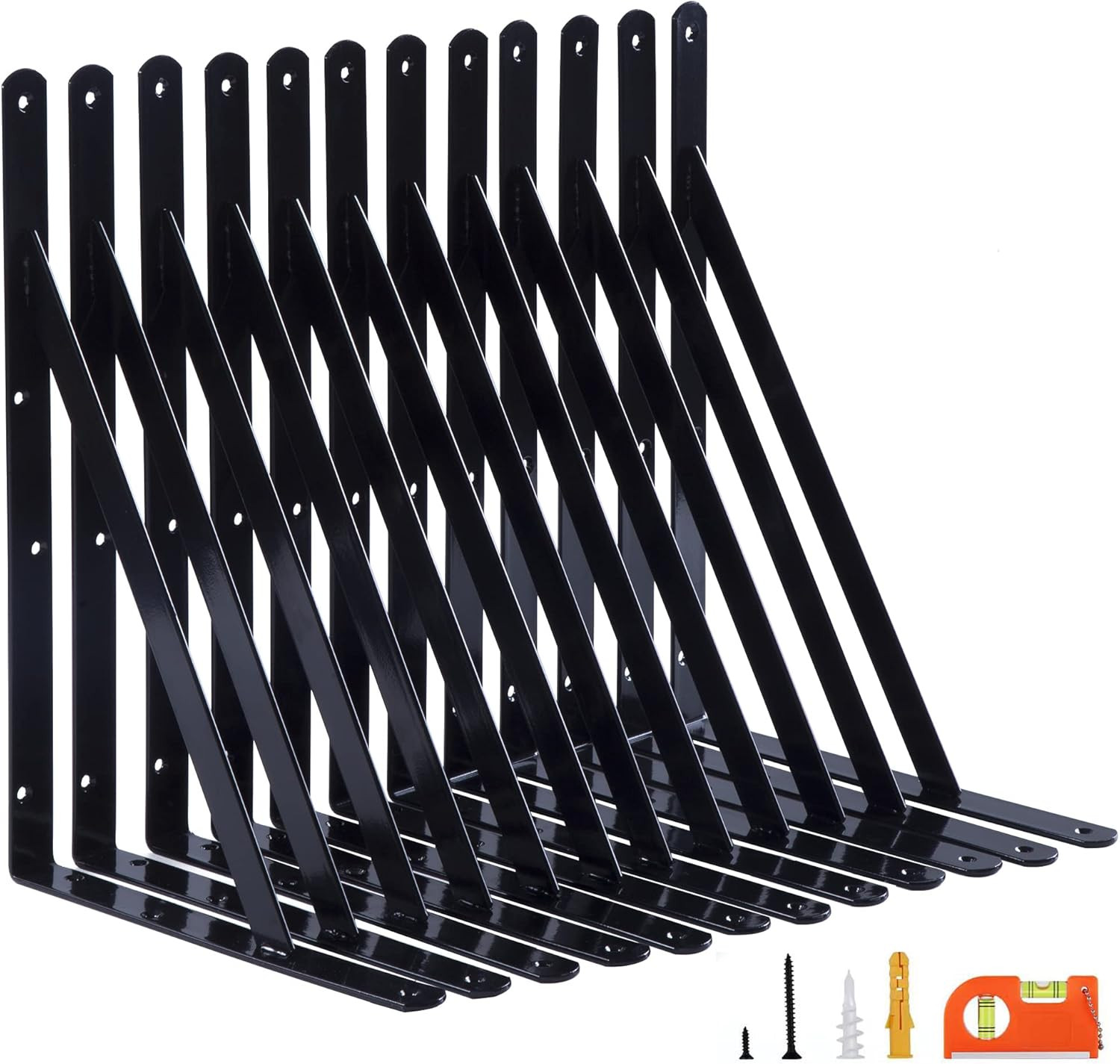 12-Pack 14 Inch Heavy Duty Shelf Brackets, Large Wall Bracket for Garage Storage