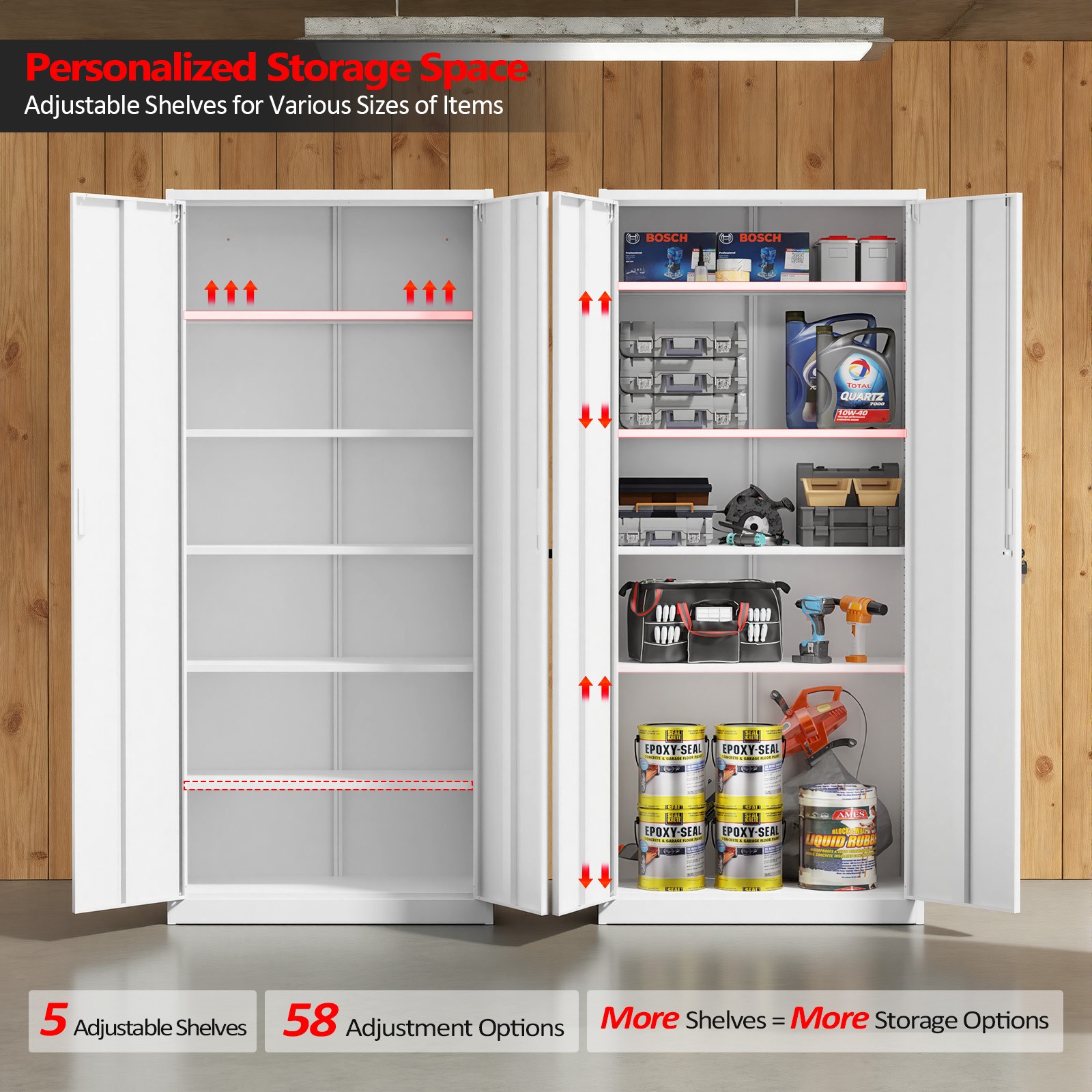 Multi-Purpose Rolling Storage Cabinet with Lock, Heavy-Duty Steel Construction