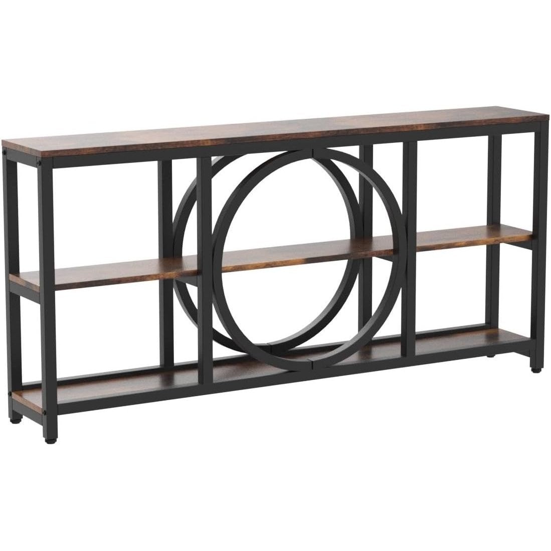 70.9″ Console Table, Narrow Sofa Table with 3 Tier Storage Shelves